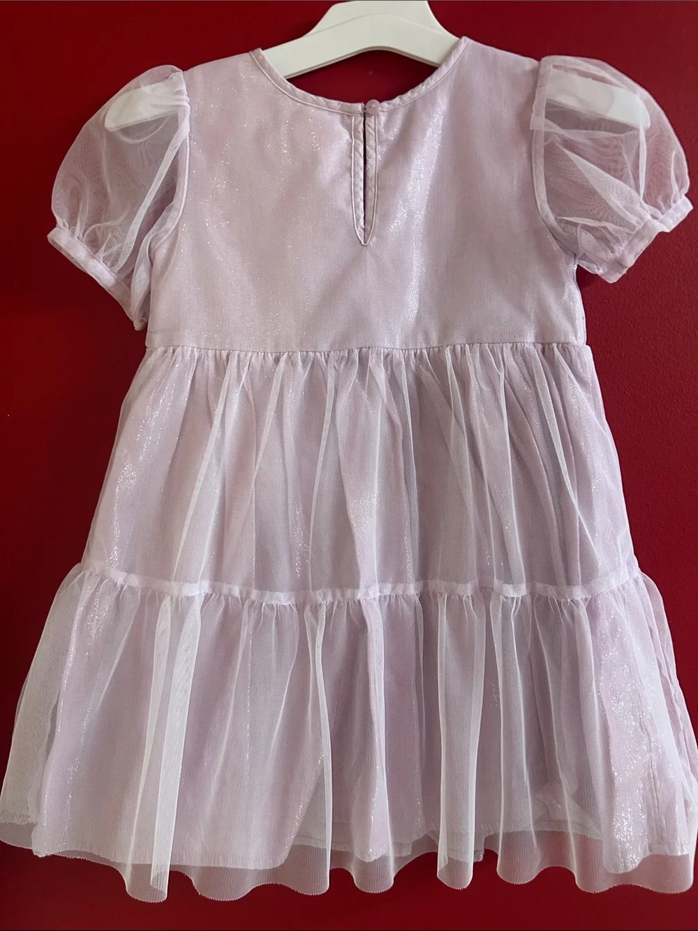 Cat & Jack Light Pink Sequin Tulle Puff Sleeve Dress size 5
